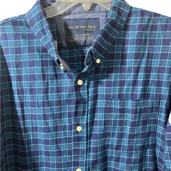 Jachs New York Blue Plaid Button down flannel shirt size 2XL NWT - Picture 2 of 6